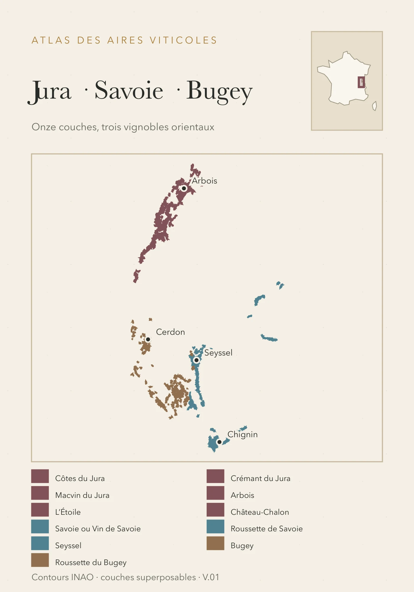 Carte Jura, Savoie et Bugey — vue d’ensemble, recto
