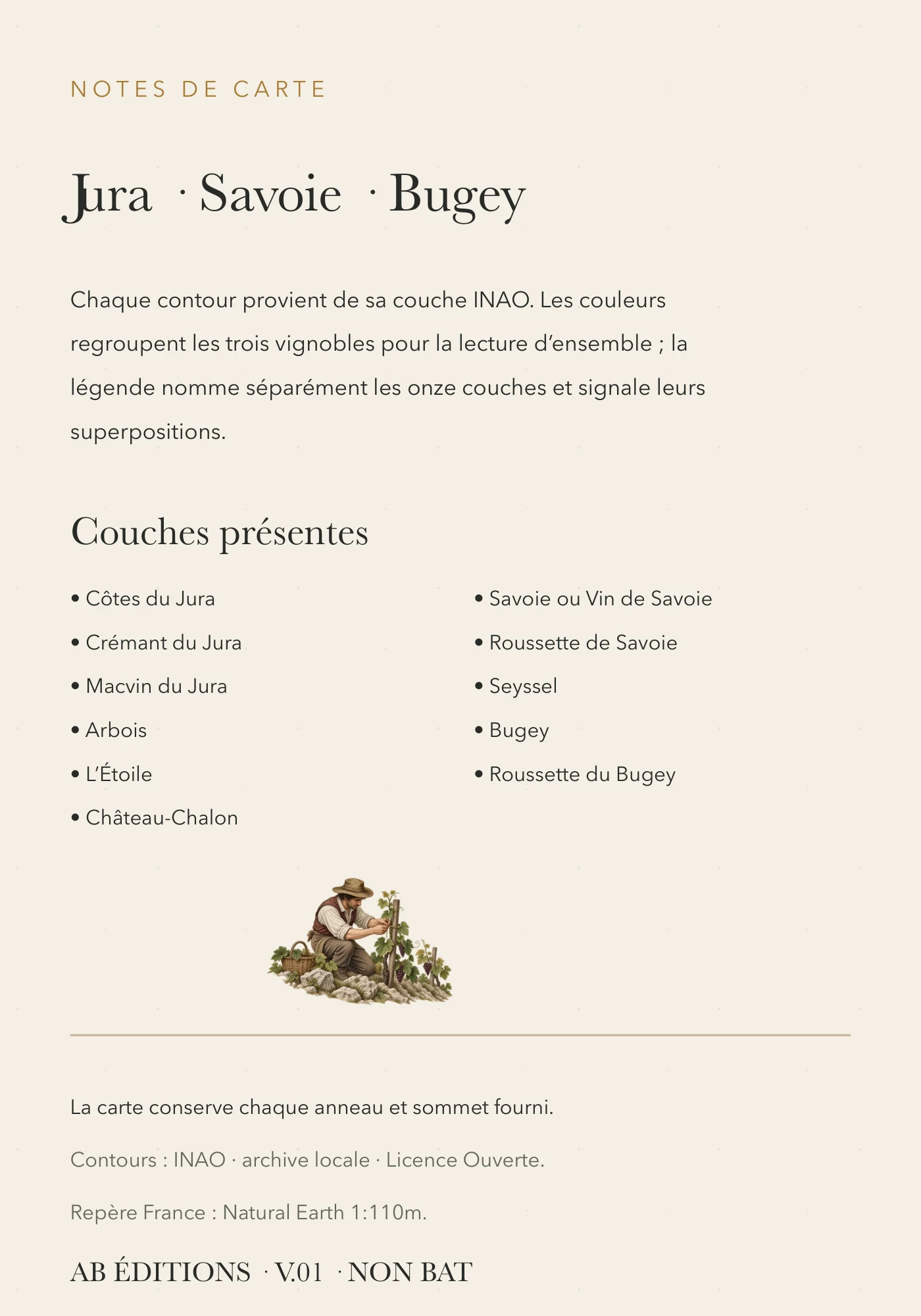 Carte Jura, Savoie et Bugey — vue d’ensemble, verso
