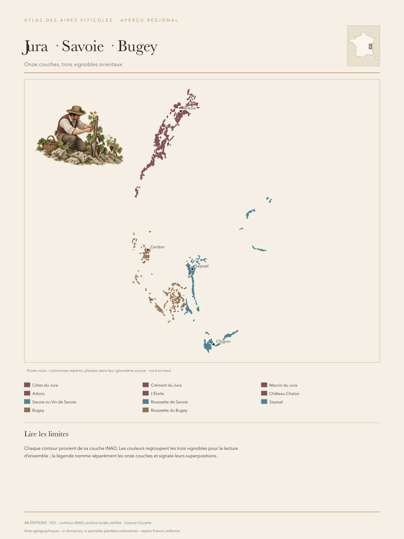 Poster : Jura, Savoie et Bugey — vue d’ensemble