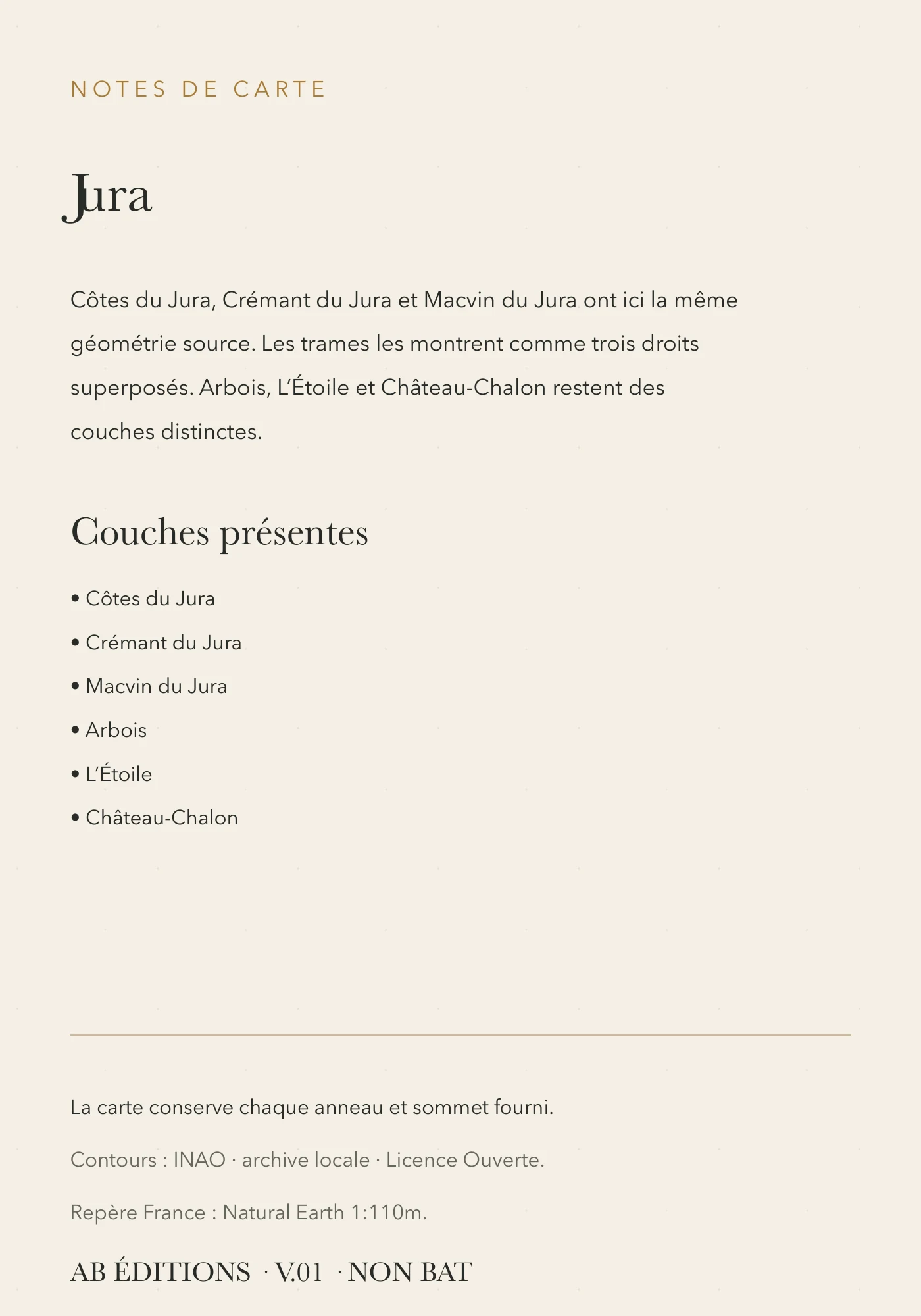 Carte Jura — vue d’ensemble, verso