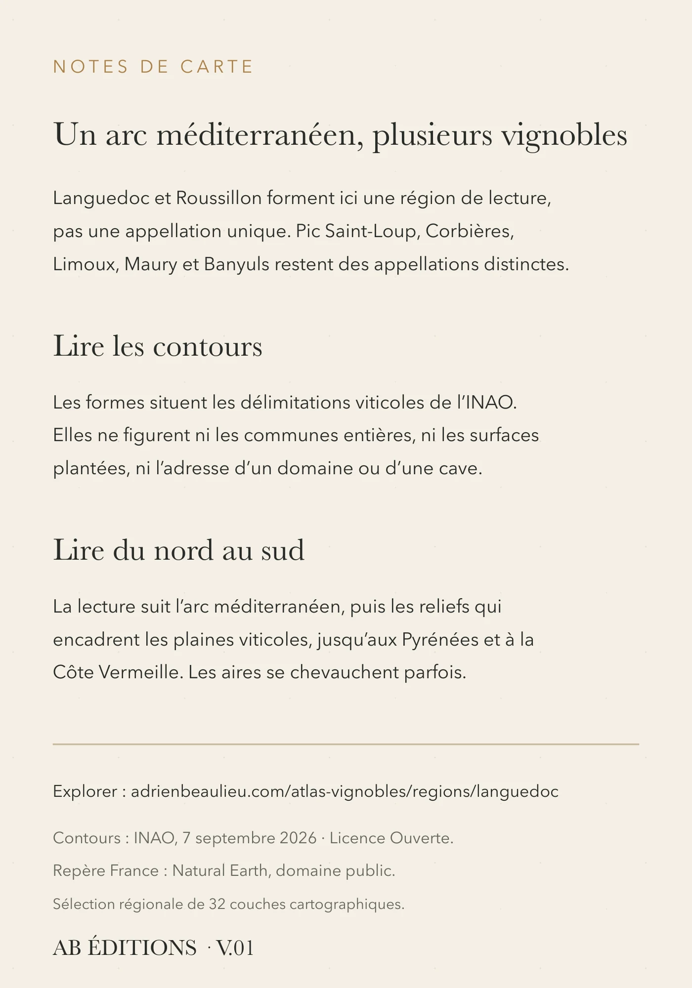 Verso de la carte : Languedoc–Roussillon — vue d’ensemble