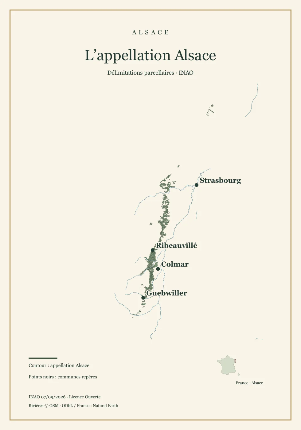 Recto de la carte : L’appellation Alsace