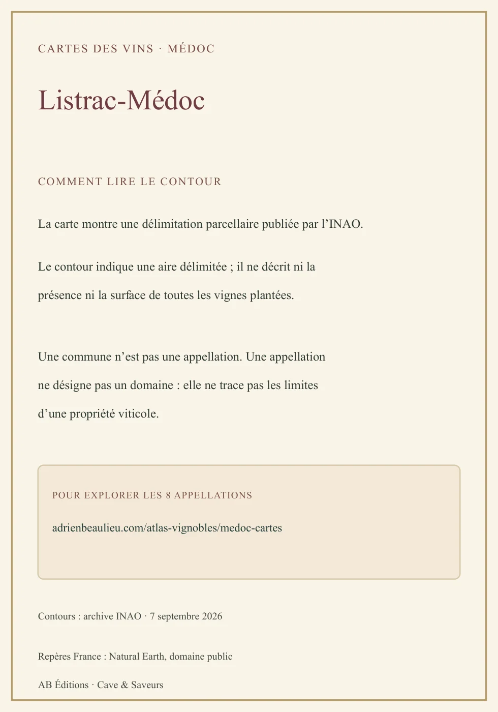 Verso de la carte : Listrac-Médoc
