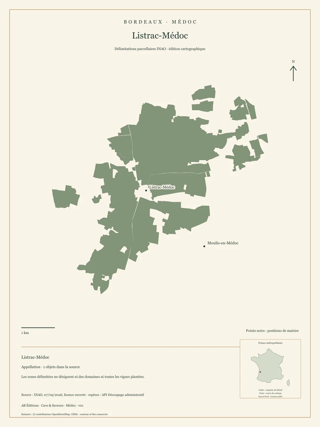 Poster cartographique : Listrac-Médoc