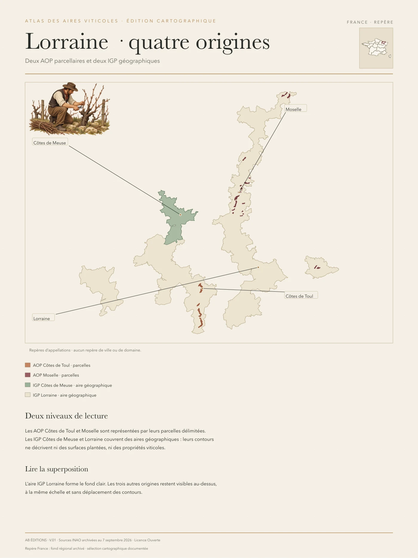 Poster cartographique : Lorraine — quatre origines