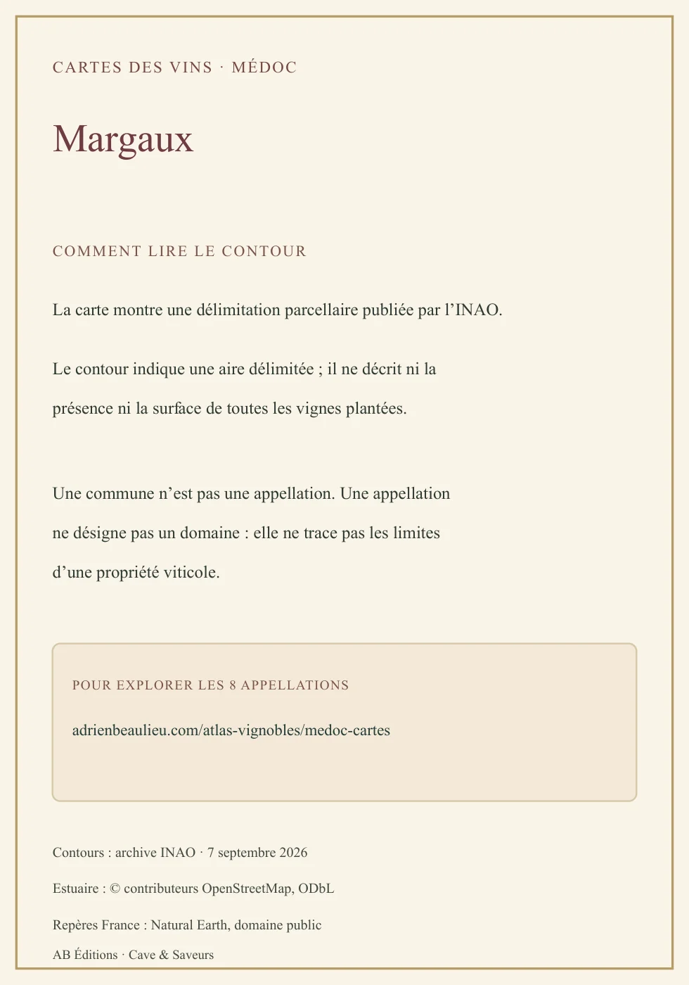 Verso de la carte : Margaux