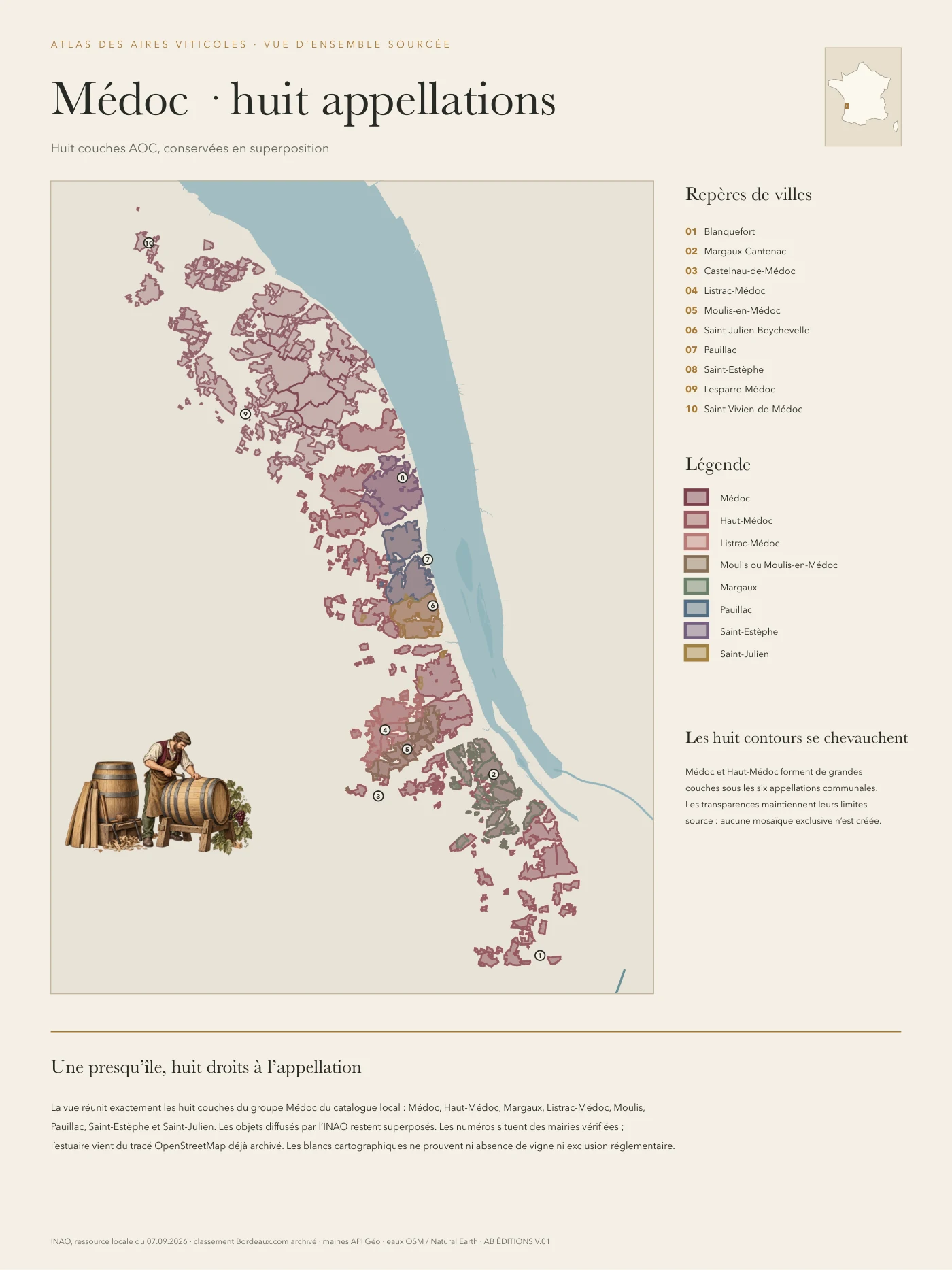 Poster : Médoc — les huit appellations réunies