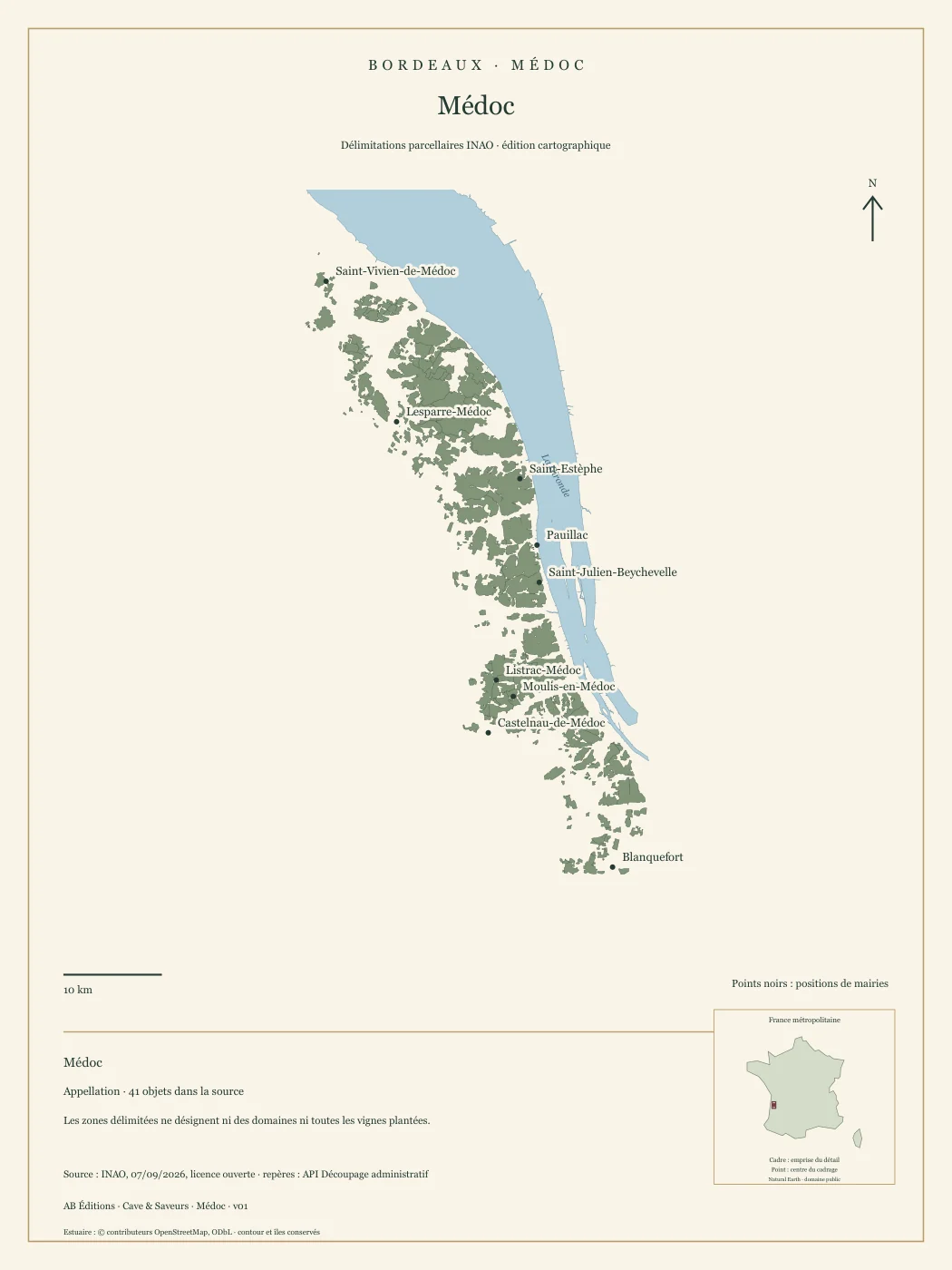 Poster cartographique : Médoc