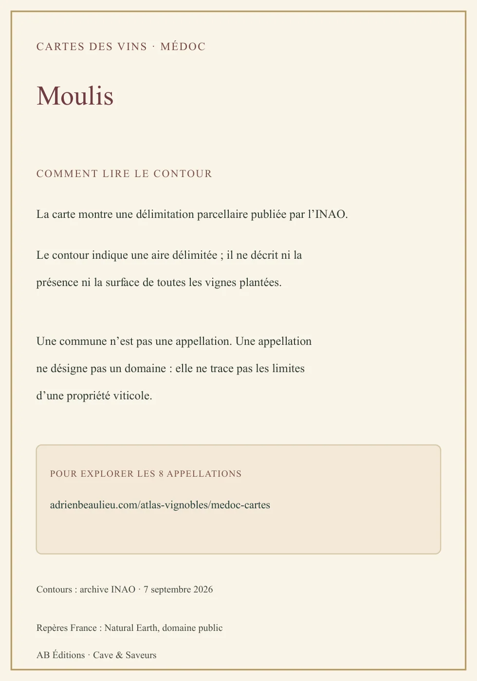 Verso de la carte : Moulis