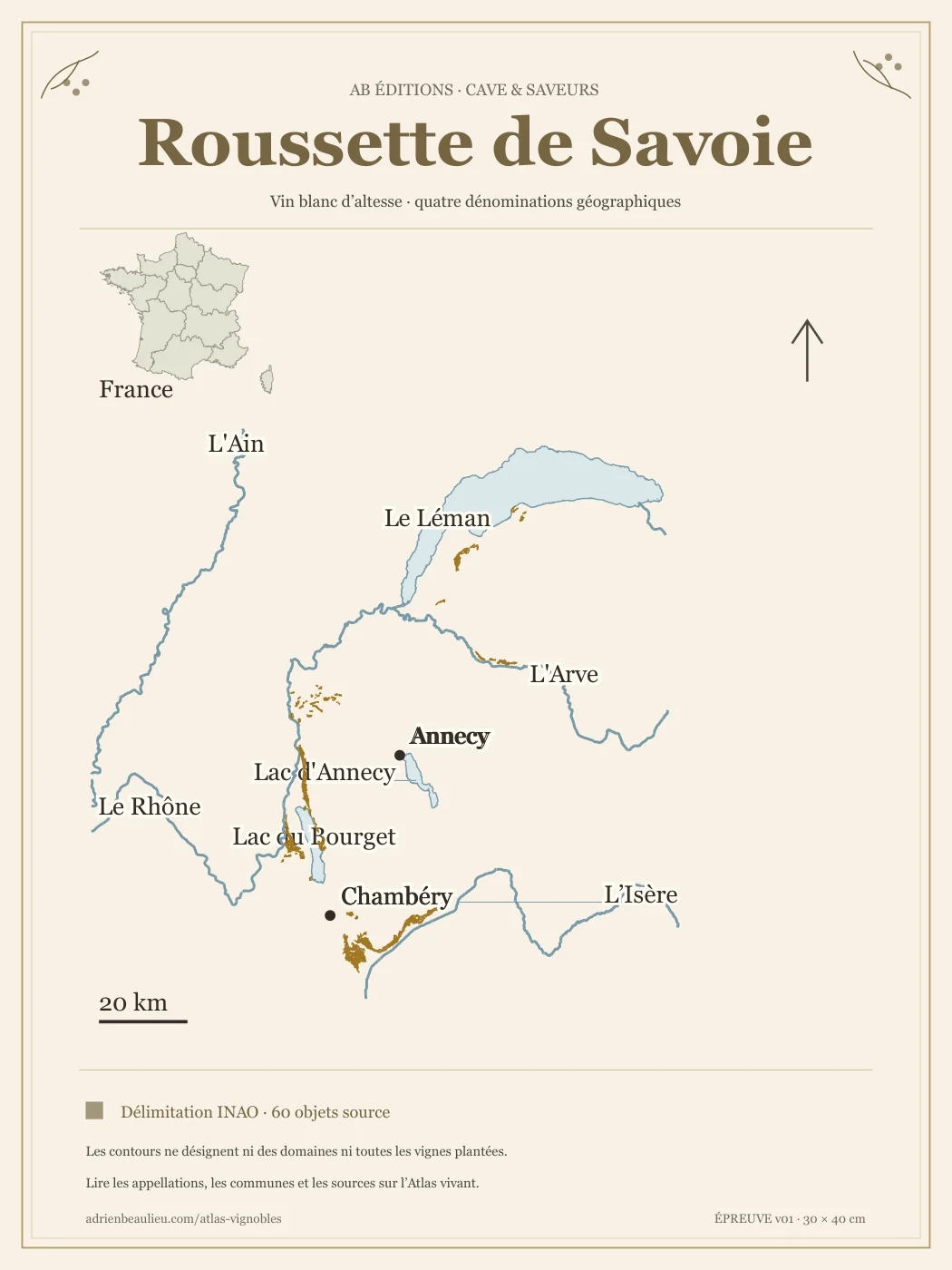 Poster cartographique : Roussette de Savoie