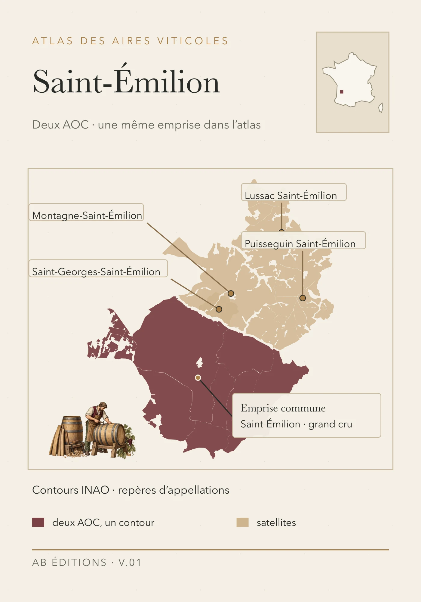 Recto de la carte : Saint-Émilion et ses satellites