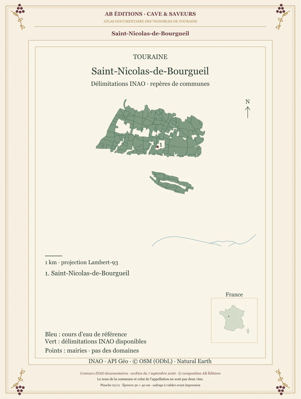Poster cartographique : Saint-Nicolas-de-Bourgueil