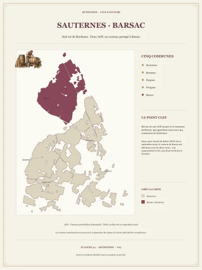Poster cartographique : Sauternes–Barsac