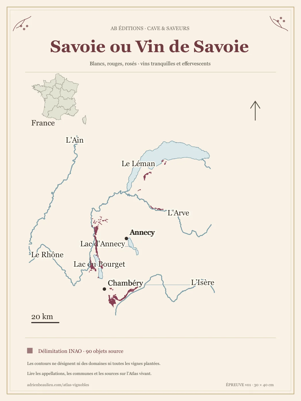Poster cartographique : Savoie ou Vin de Savoie