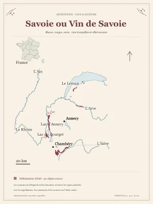 Poster cartographique : Savoie ou Vin de Savoie