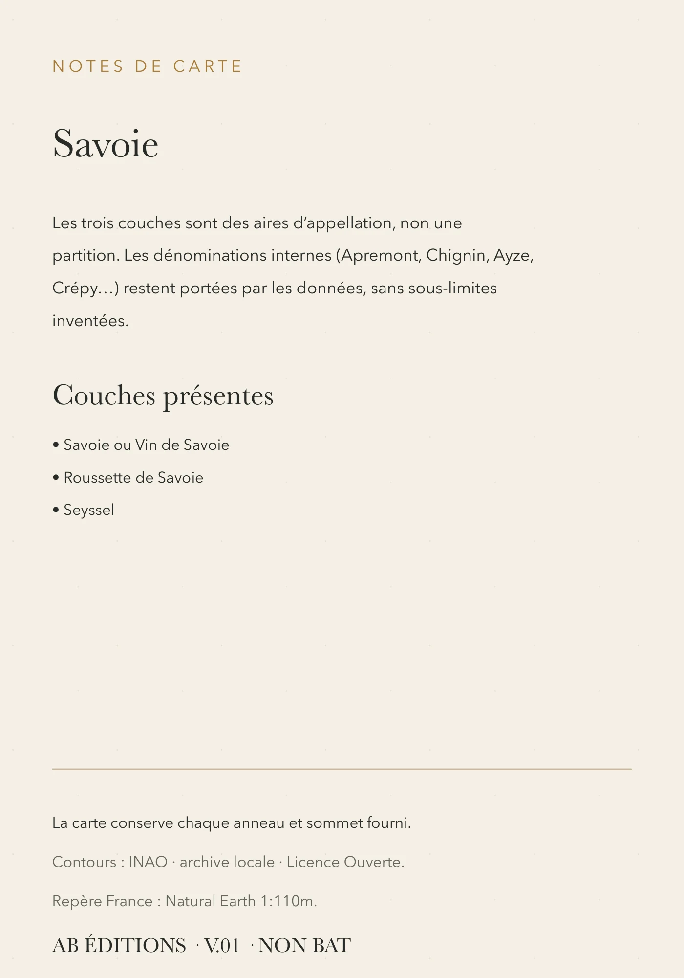 Carte Savoie — vue d’ensemble, verso