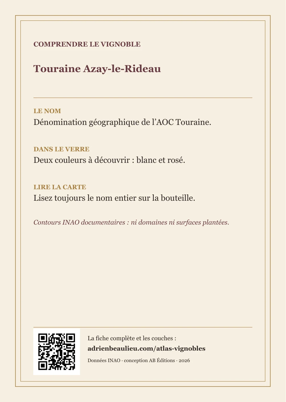 Verso de la carte : Touraine Azay-le-Rideau