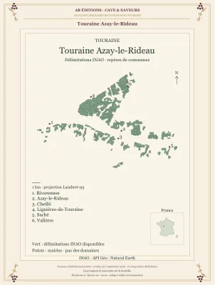 Poster cartographique : Touraine Azay-le-Rideau
