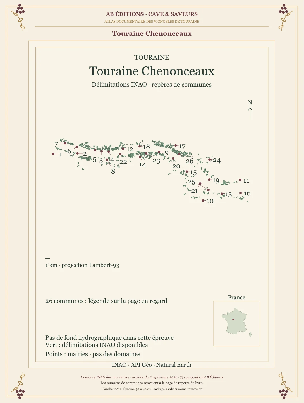 Poster cartographique : Touraine Chenonceaux