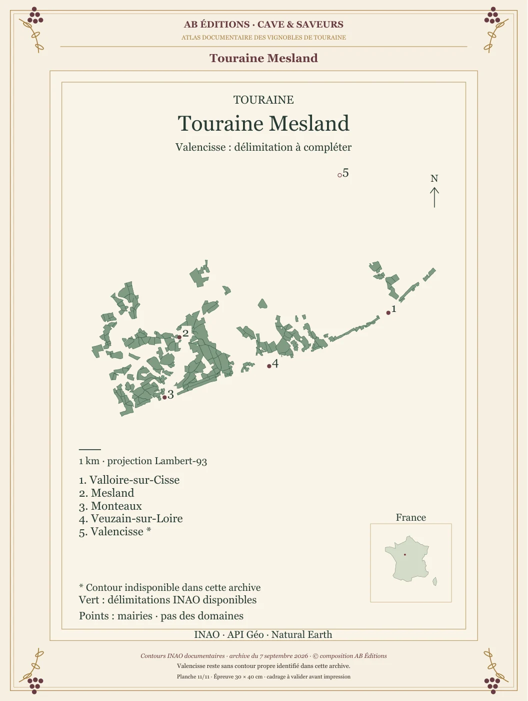 Poster cartographique : Touraine Mesland