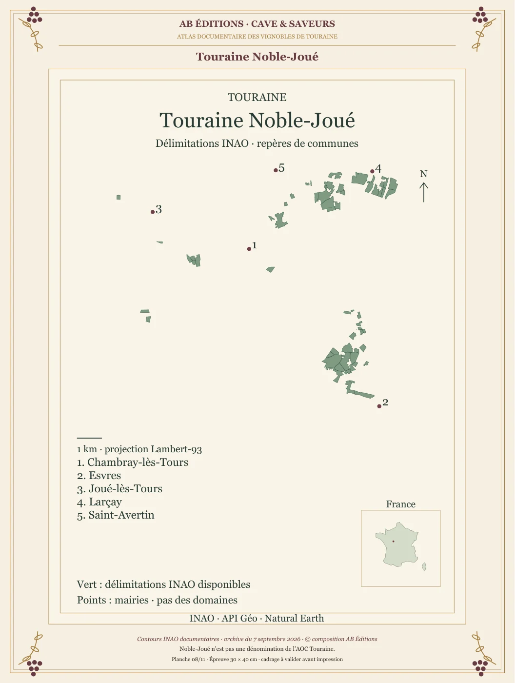 Poster cartographique : Touraine Noble-Joué