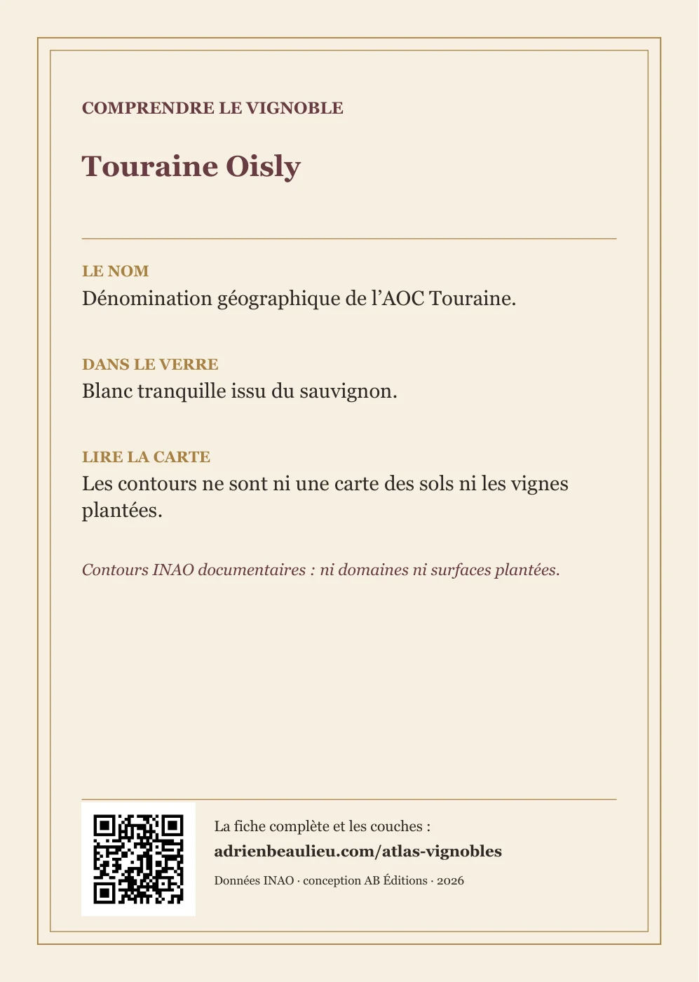 Verso de la carte : Touraine Oisly