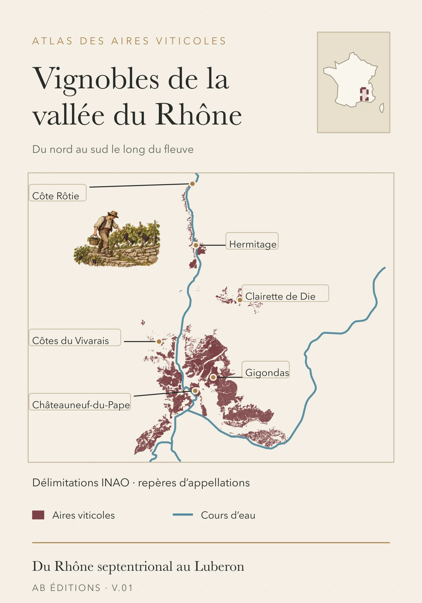 Recto de la carte : Vallée du Rhône