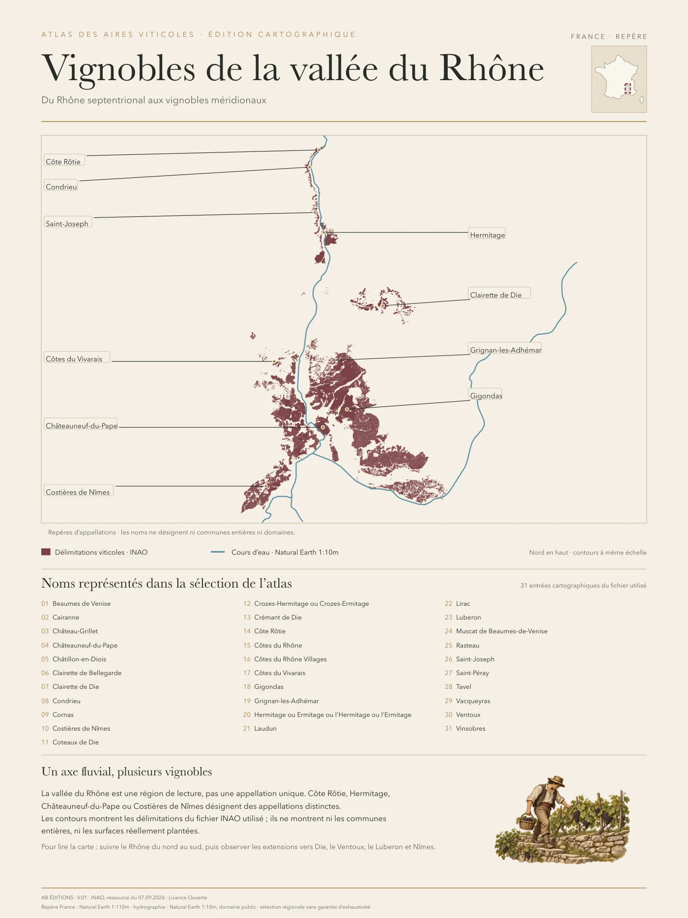 Poster cartographique : Vallée du Rhône