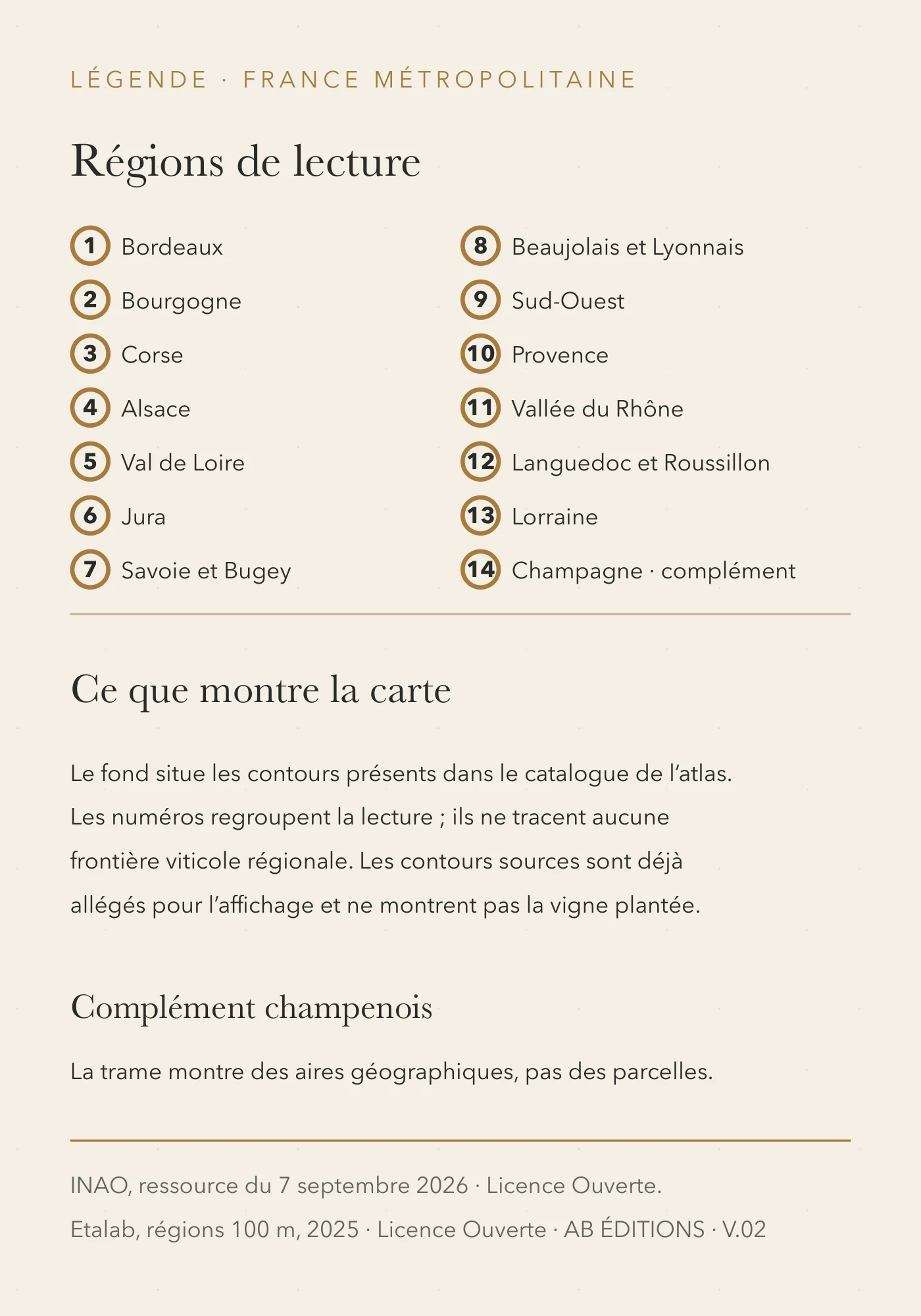 Verso de la carte : Vignobles de France — vue nationale