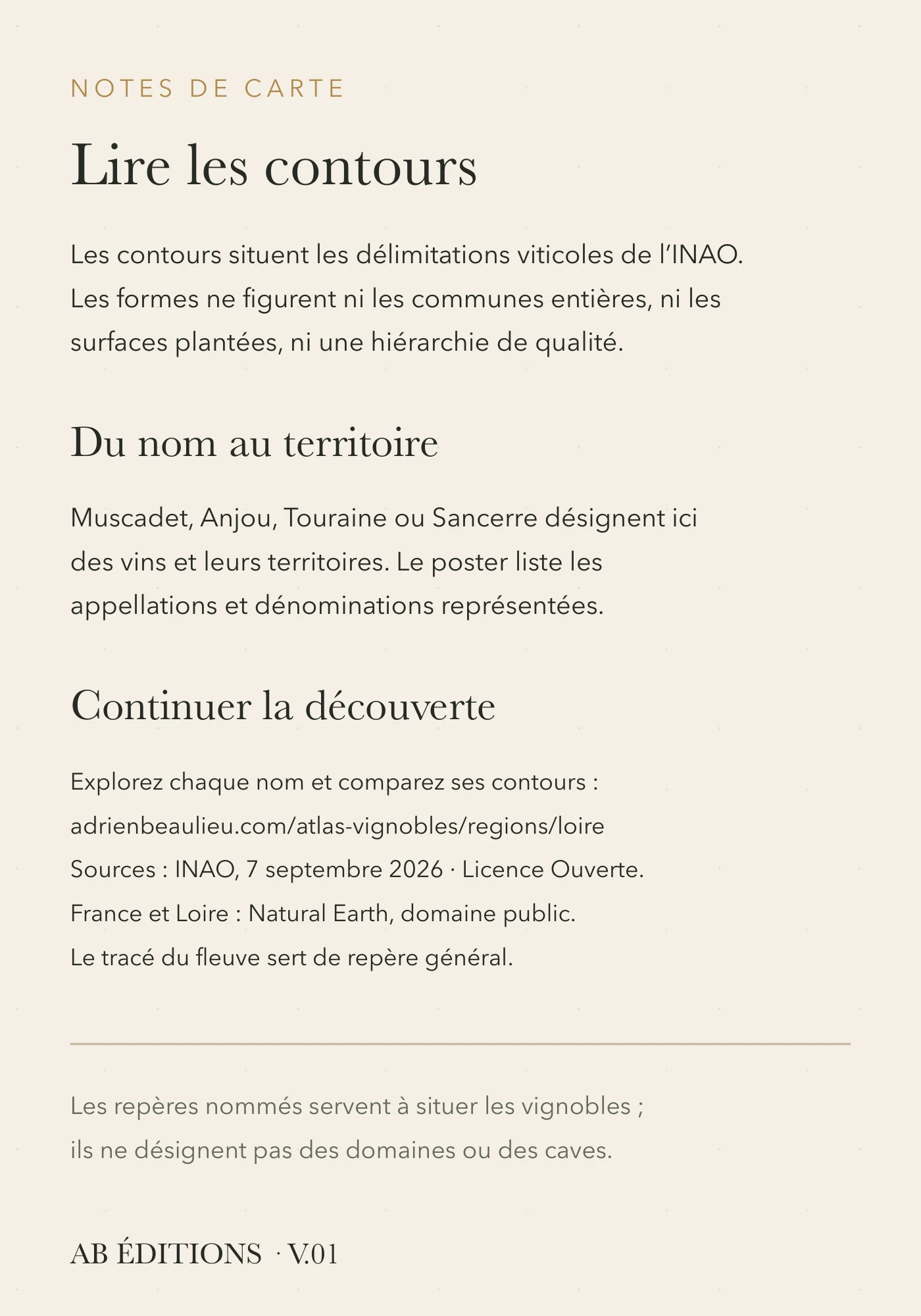 Verso de la carte : Vignobles de Loire — vue d’ensemble