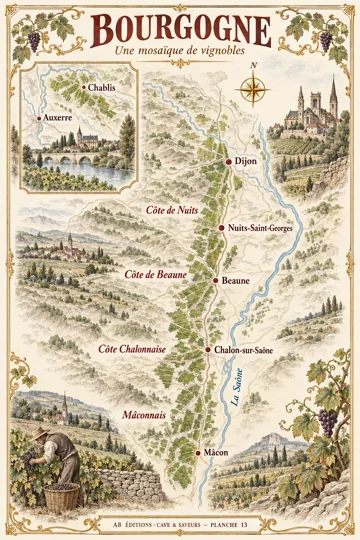 Étude illustrée de la Bourgogne — collection Cave & Saveurs
