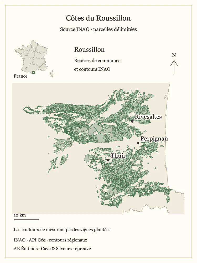 Repères géographiques et délimitations de Côtes du Roussillon