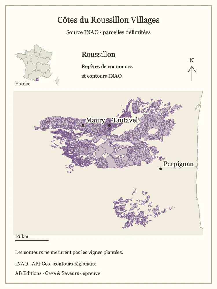 Repères géographiques et délimitations de Côtes du Roussillon Villages