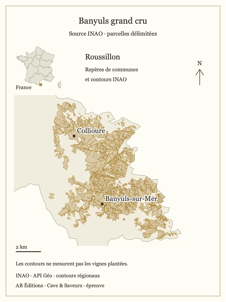 Repères géographiques et délimitations de Banyuls grand cru