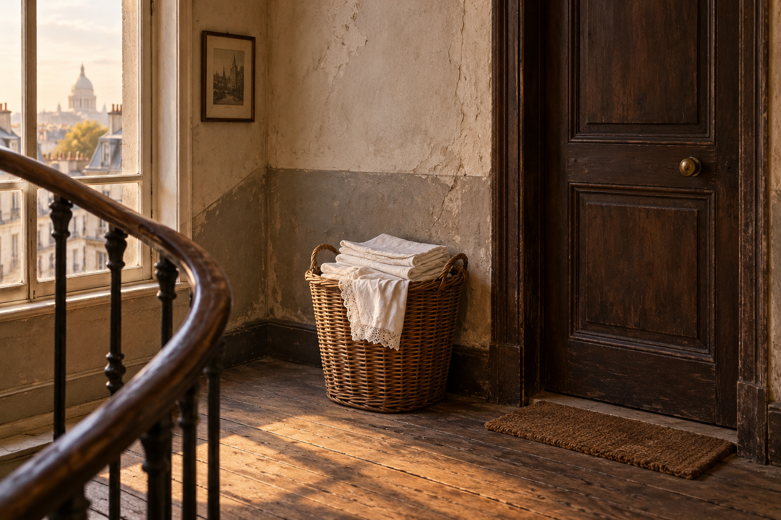 Panier de linge devant une porte close : évocation d’un objet discuté au procès Roques.