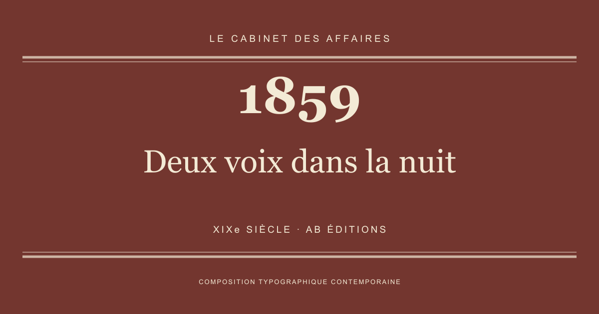 Couverture typographique : Deux voix dans la nuit — 1859, XIXe siècle.