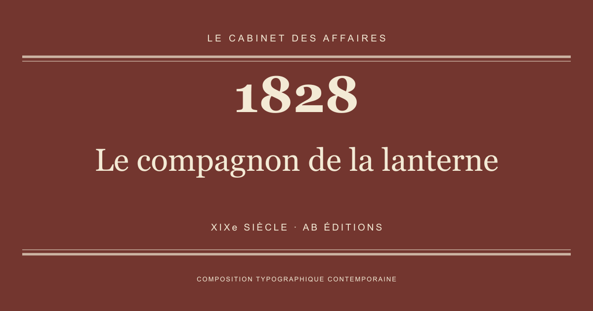 Couverture typographique : Le compagnon de la lanterne — 1828, XIXe siècle.