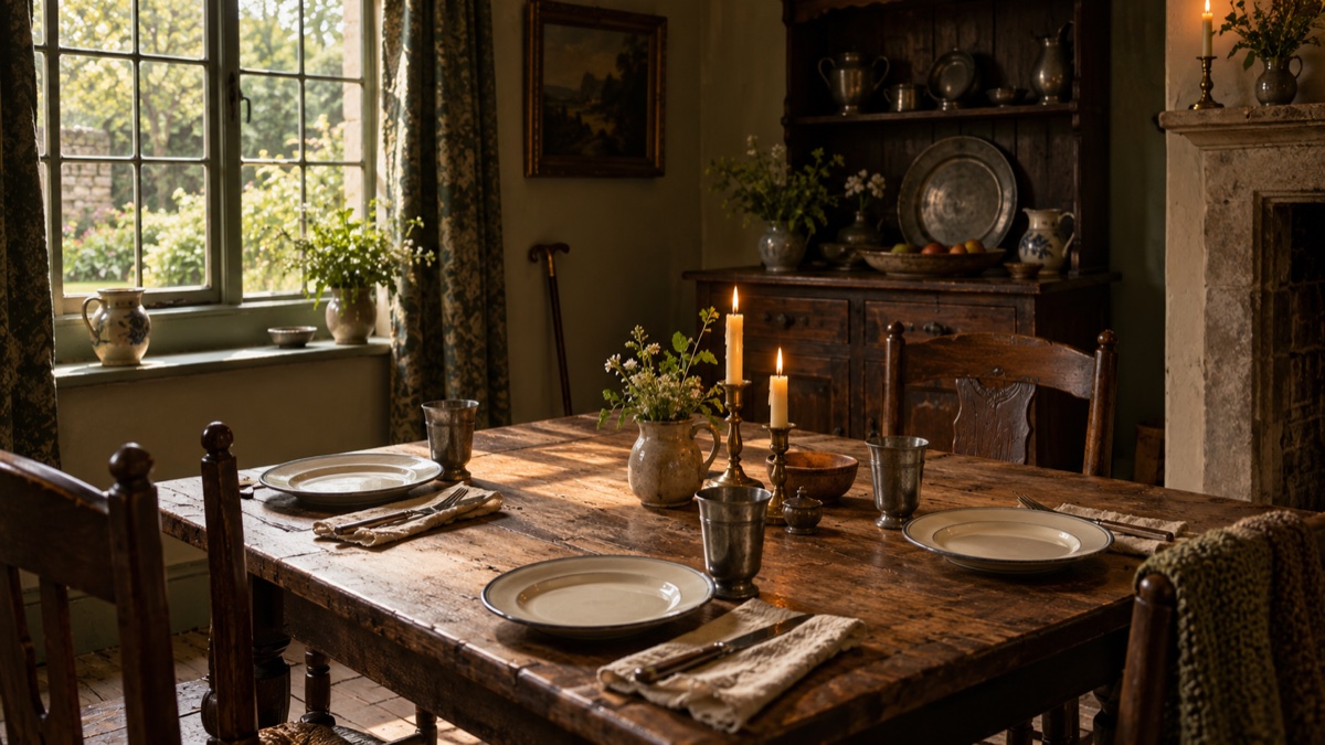 Illustration contemporaine : Une table préparée pour trois convives : évocation du dîner interrompu dans l’affaire Lowen.