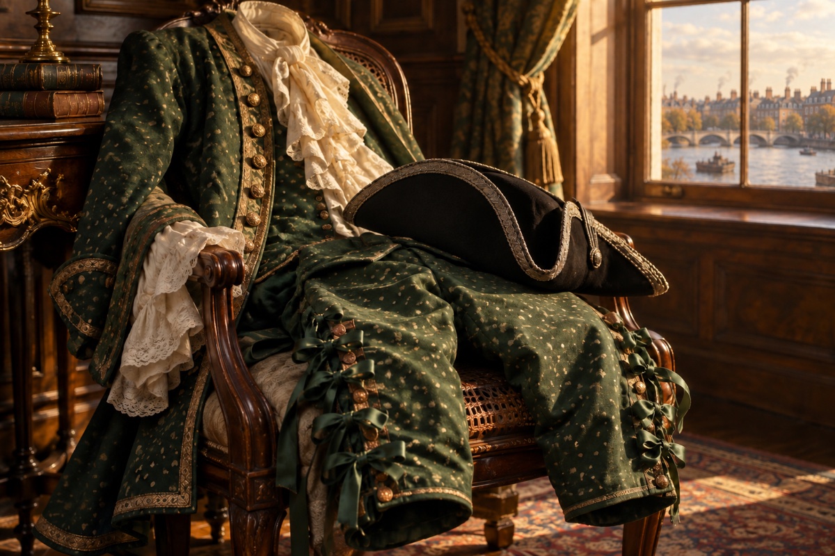 Illustration contemporaine : Costume et rubans de Jack aux seize cordons, évocation contemporaine.