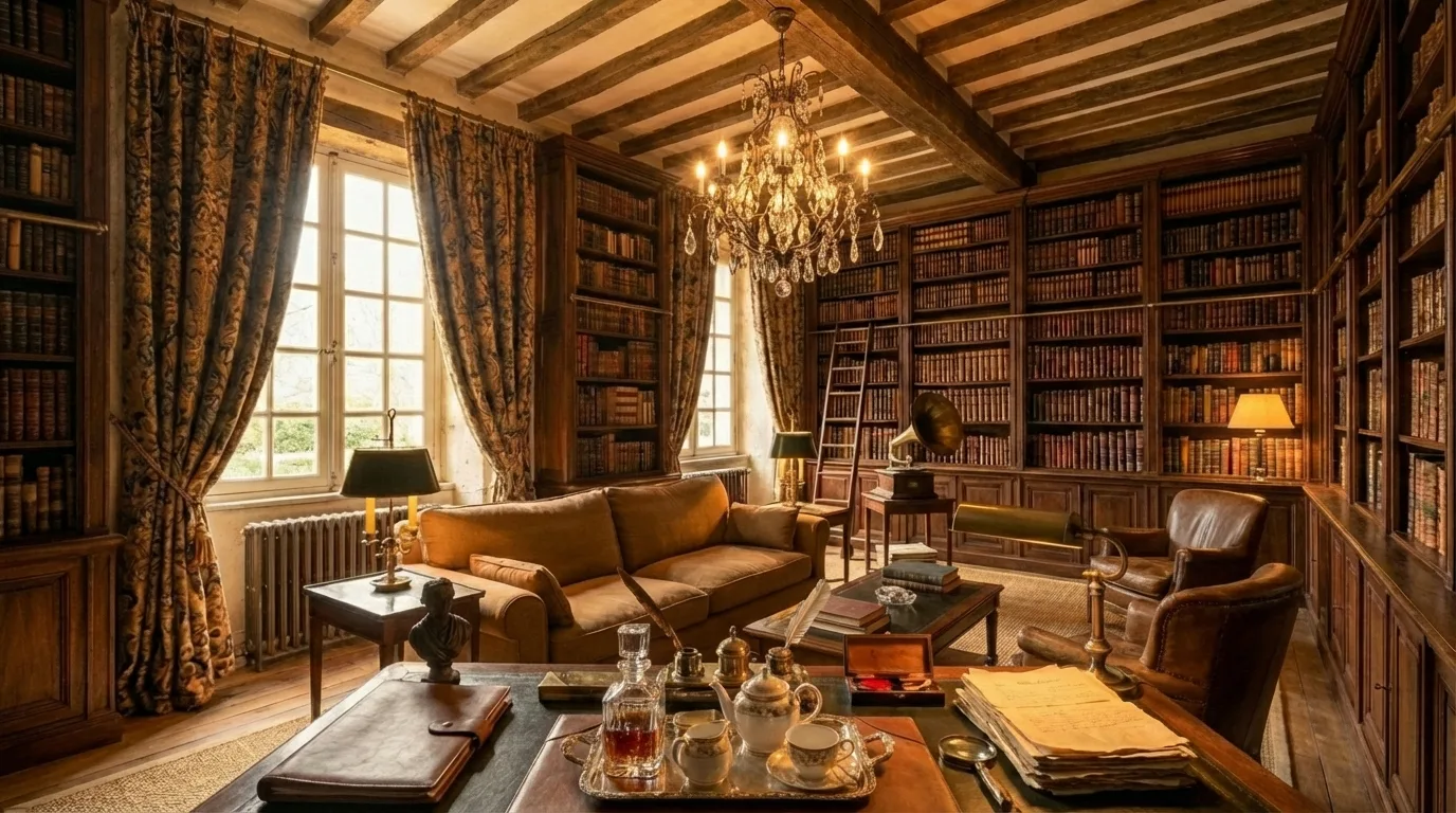Un bureau de bibliothèque, décor imaginé des coulisses du pouvoir