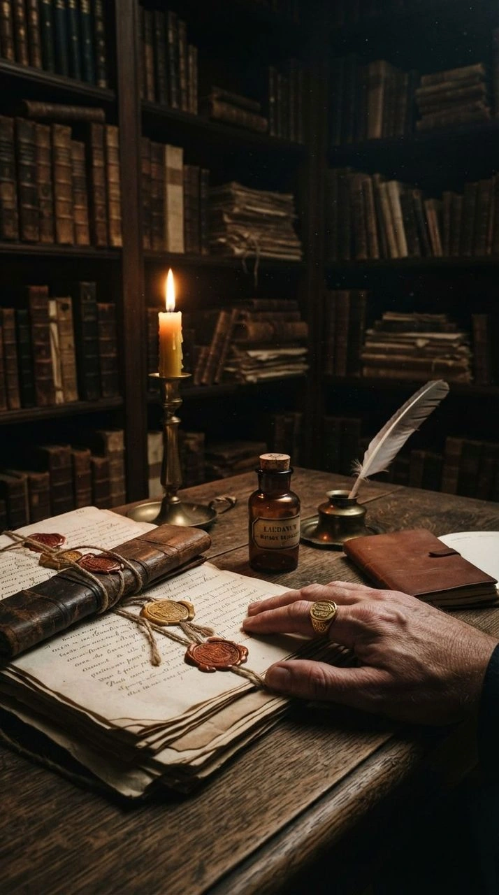Des dossiers, une fiole et des lettres scellées