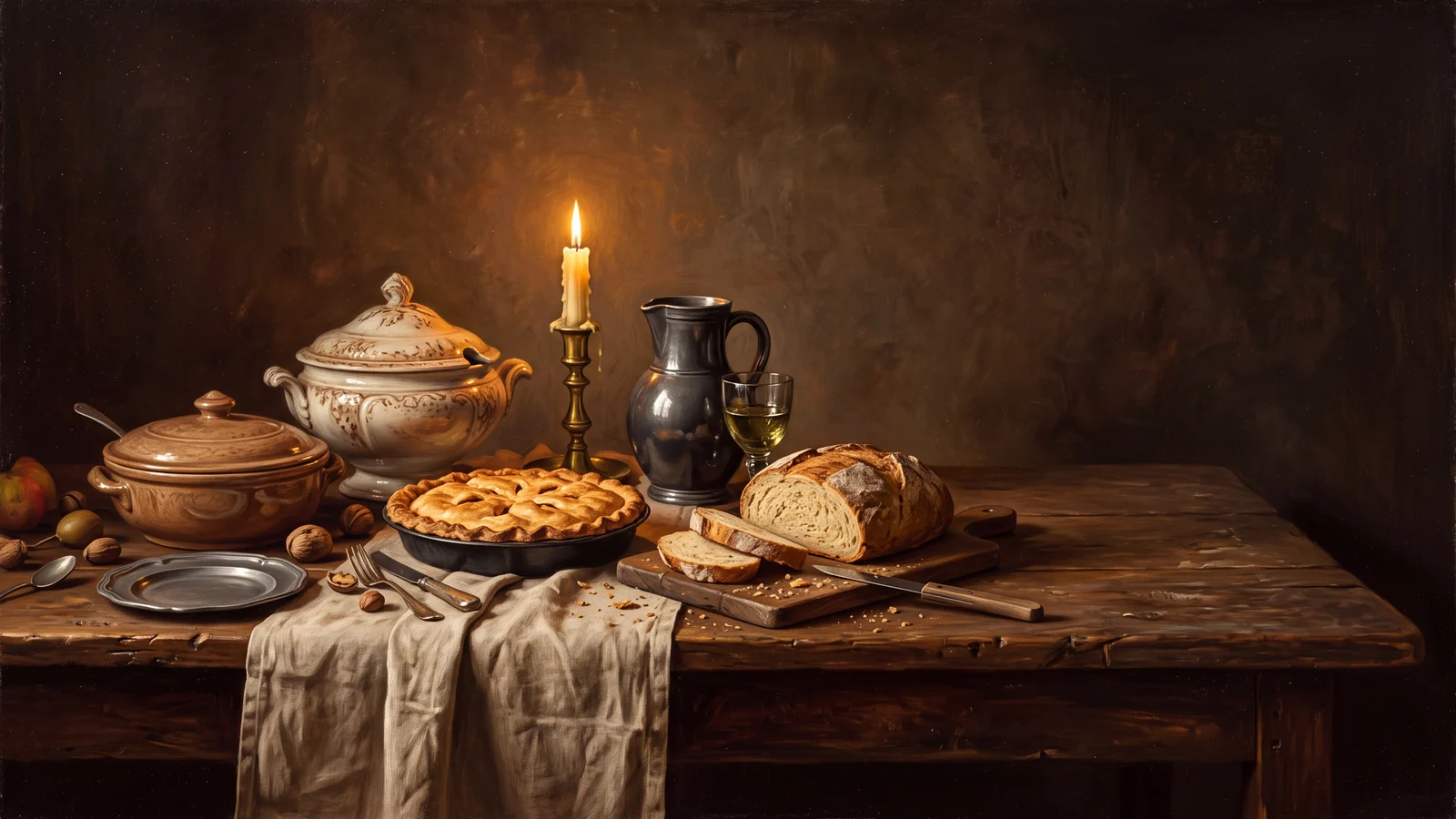 Nature morte clair-obscur — La Bonne cuisine pour tous