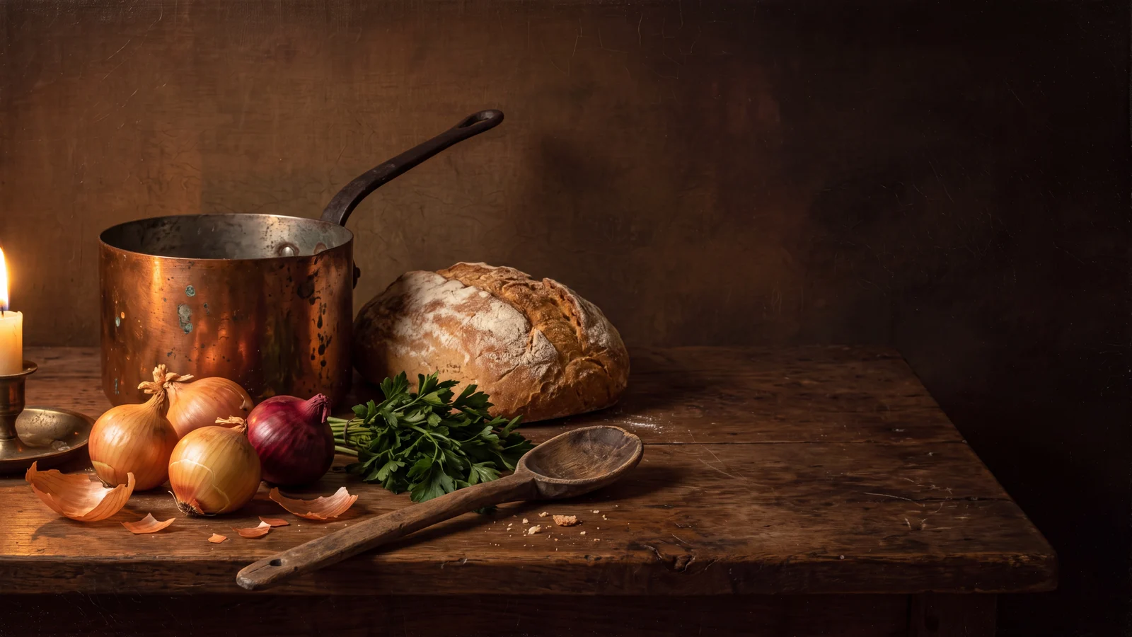 Nature morte clair-obscur — Le Cuisinier économe