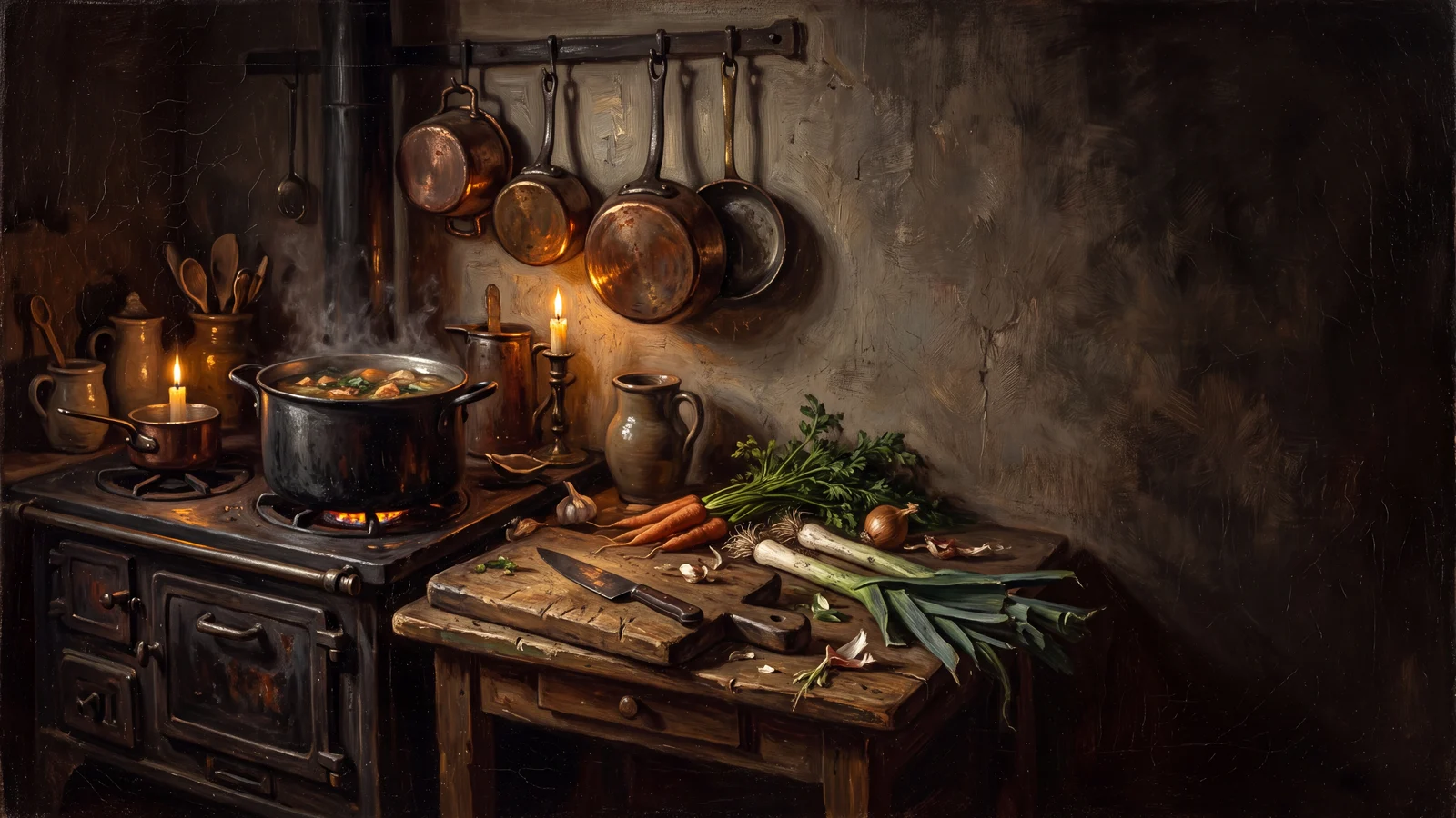 Nature morte clair-obscur — Nouveau manuel du cuisinier